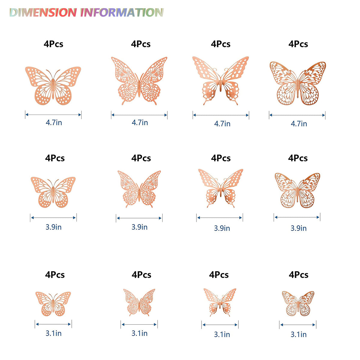 SAOROPEB 3D Butterfly Wall Decor 48 Pcs Gold Butterfly Birthday Decorations
