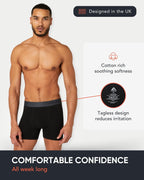 FM London 7-Pack Mens Boxers, Cotton Rich, Soft & Stretchy Mens Underwear