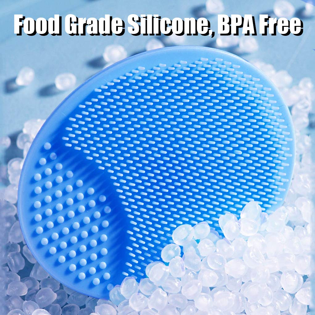 Baby Bath Brush, Baby Cradle Cap Brush, Silicone Massage Brush, Silicone Scrubbers Exfoliator Brush, Baby Skin Scrubbers Essential for Dry Skin, Cradle Cap and Eczema 2 Pack (Small-Blue&Green)