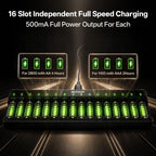 BEVIGOR 12 Slot Battery Charger with 12 Pack AA Rechargeable Batteries