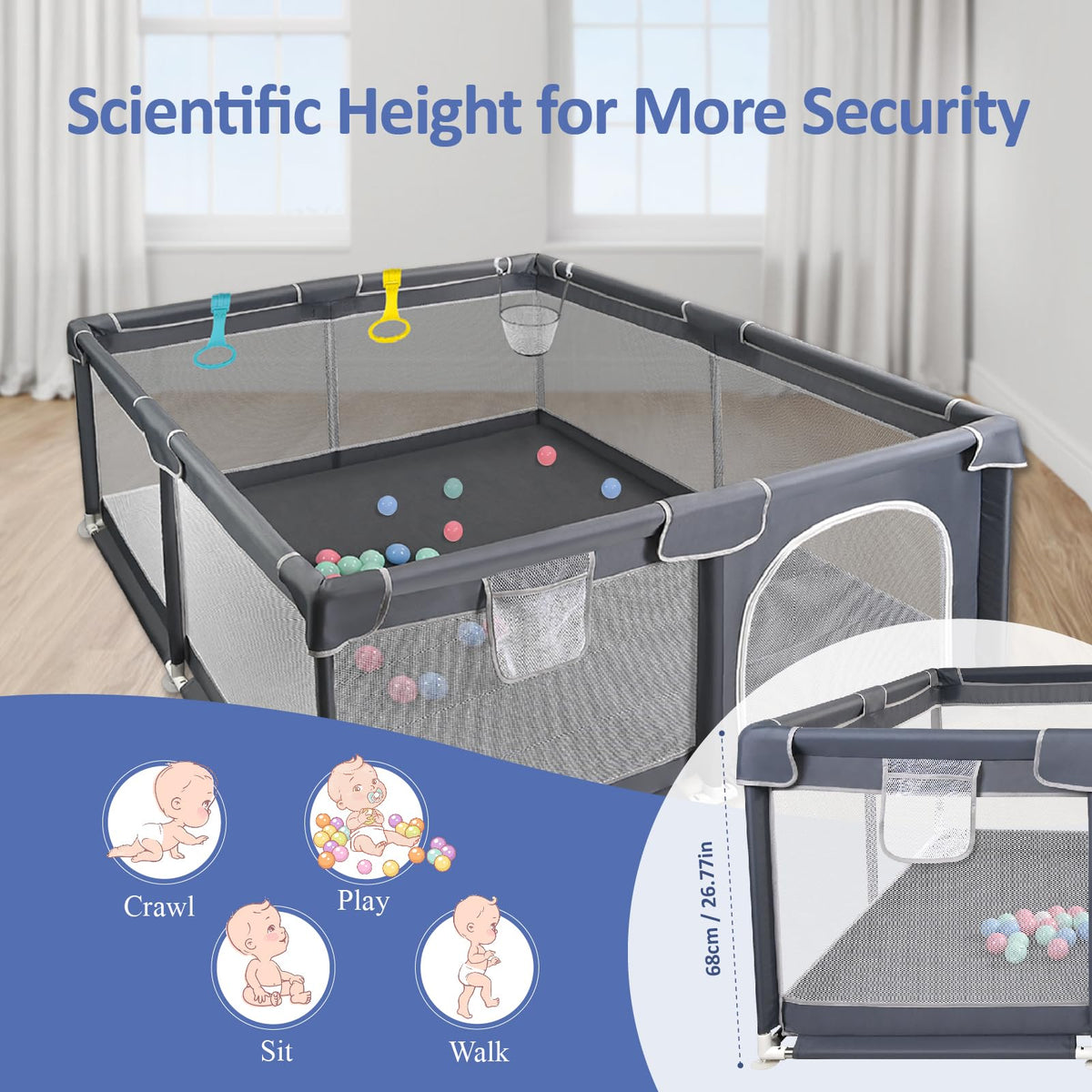 CHOLY Baby Playpen for Babies and Toddlers, Durable Play Pen
