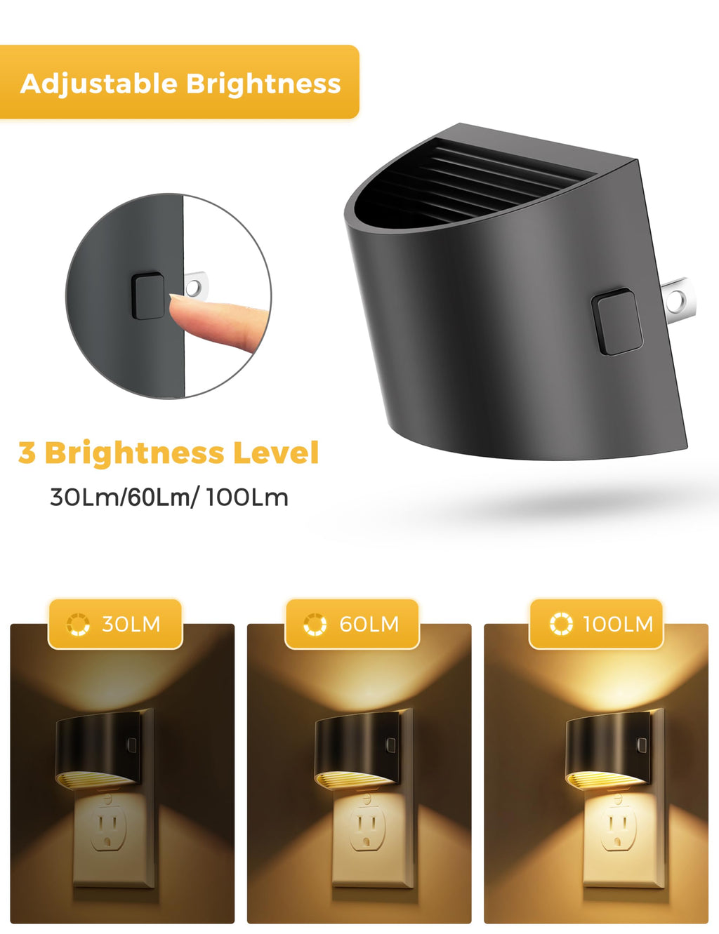 L LOHAS LED Night Lights Plug into Wall, Dimmable Night Light 2 Pack