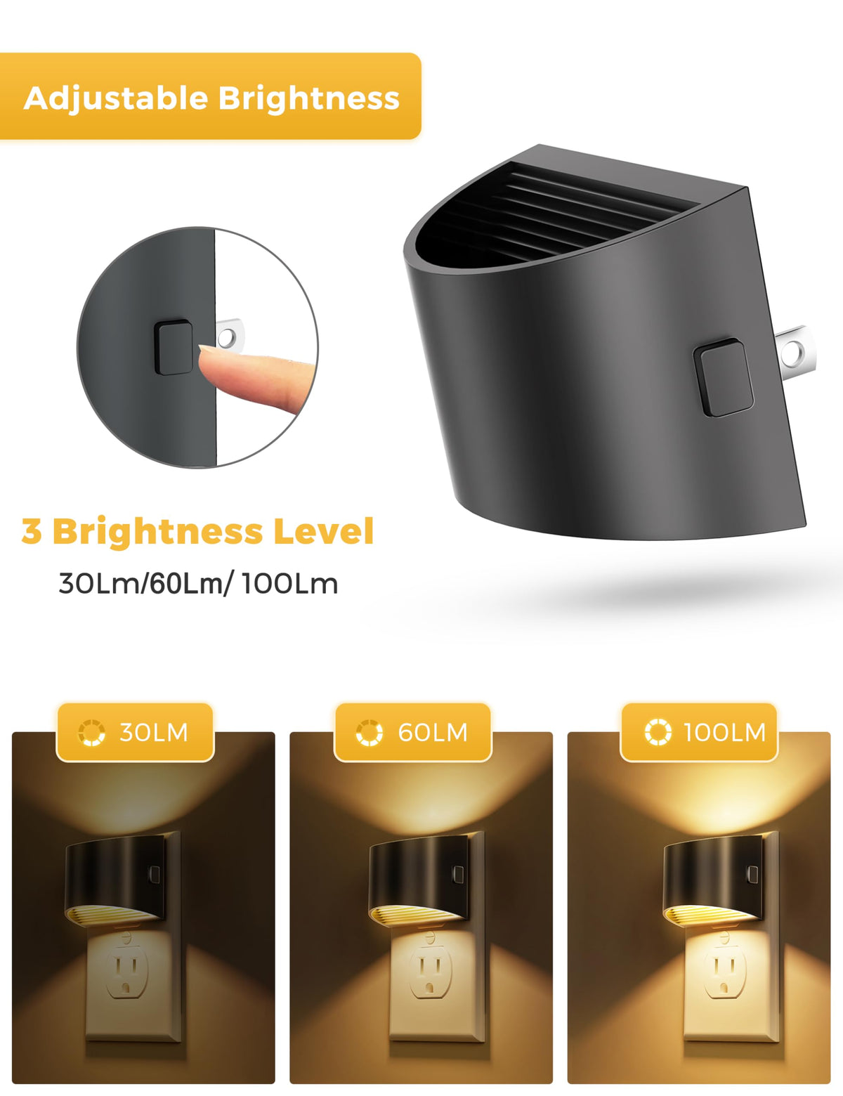 L LOHAS LED Night Lights Plug into Wall, Dimmable Night Light 2 Pack