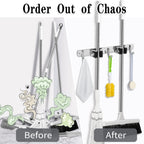AceMining Broom Holder Wall Mount, 5 Racks 4 Hooks Heavy Duty Mop Organizer