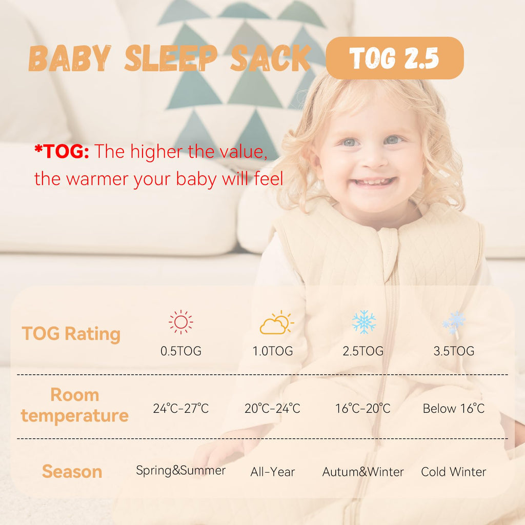Yoofoss Baby Sleeping Bag 2.5 Tog 12-18 Months Grey