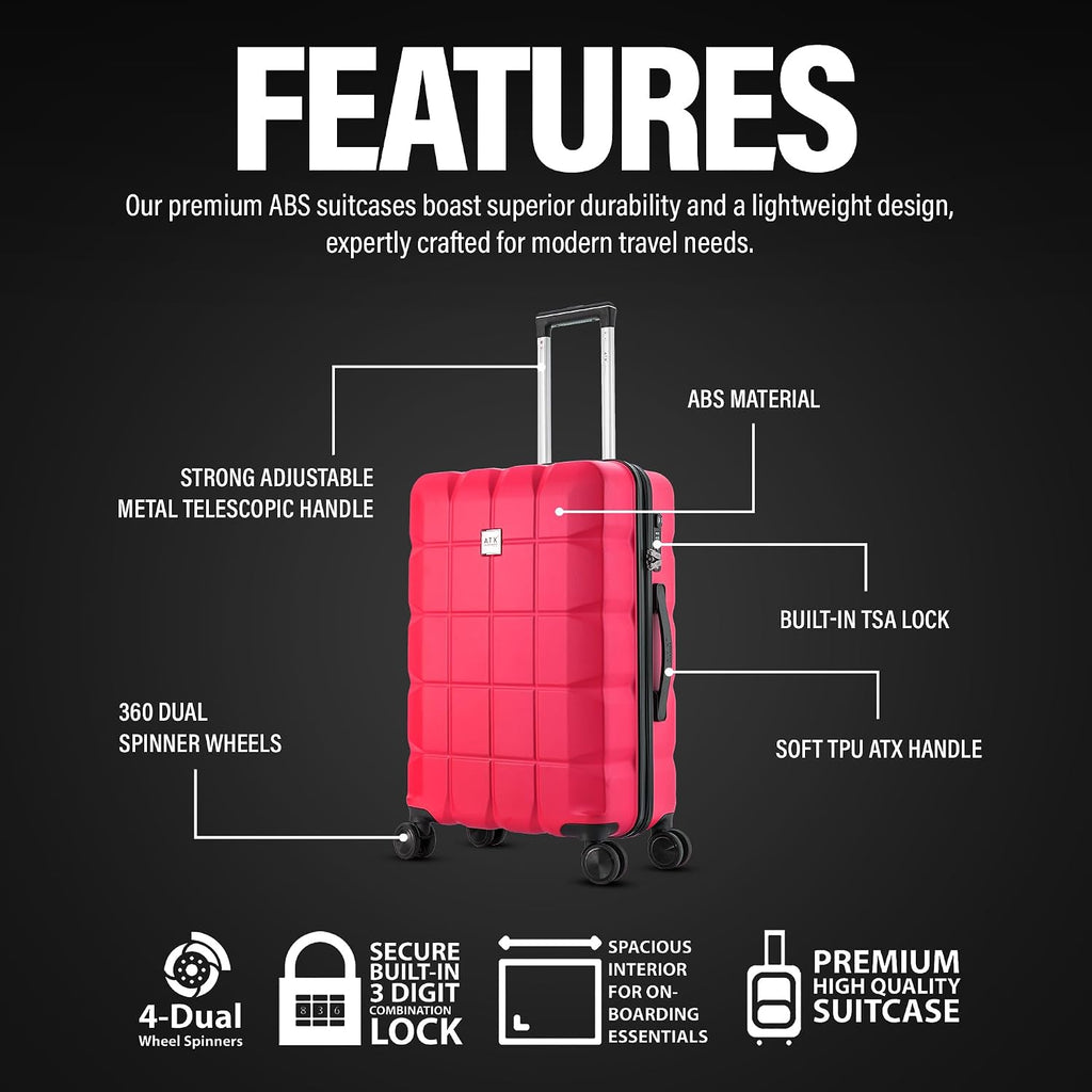 ATX Luggage Extra Large Suitcase Super Lightweight Durable ABS Hard Shell Suitcase with 4 Wheels and Built-in TSA Lock (Black, 32 Inches,132 Liter)