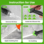 Goopreen 5 in 1 Caulking Tool Silicone Caulking Grout Removal Sealant Finishing Tool with Stainless Steel Head, 6 Replaceable Pads, Gap Seam Repair Kit for Kitchen Bathroom Sink Toilet Caulking