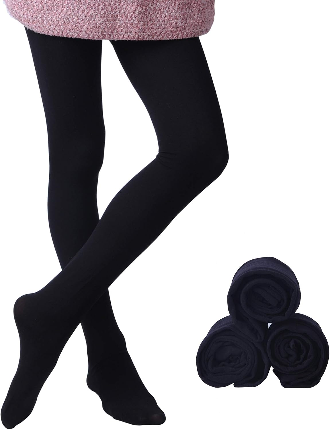 EVERSWE 3-Pack Girls Microfiber Tights Multiple Colors