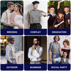 Aomig Mens Braces, Mens Suspenders with Strong Metal Clips, 3.5cm Wide Heavy Duty Suspenders for Men Women Business Wedding Casual