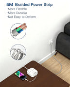 Addtam Extension Lead with USB Slots, Power Strips with 2 Way Outlets 4 USB