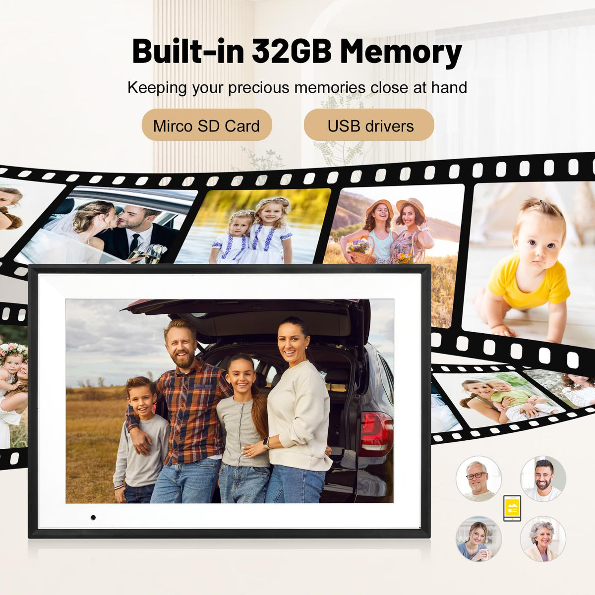 Digital Picture Frame 10.1 Inch Large Digital Photo Frame with 1280 * 800 IPS Full HD Touchscreen, Humblestead 32GB WiFi Smart Frame Share Photos and Videos via AiMOR App, Black