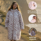 OHS Adults Drying Robe, Water-Resistant Changing Robe Gifts for Women Comfy Sherpa Privacy Robes for Women Men, Stay Dry Jacket Swimming Camping Drying Robes - S/M, L/XL
