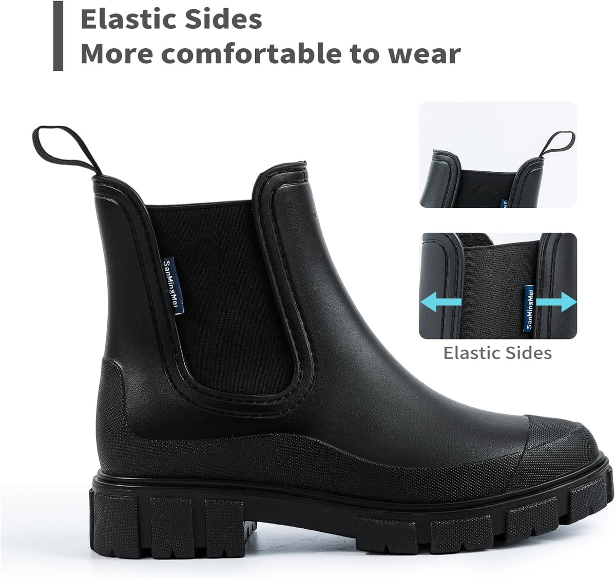 DRECAGE Wellies Boots Women Waterproof Short Chelsea Fashion Ladies Comfortable Rain Boots Outdoors Garden Walking