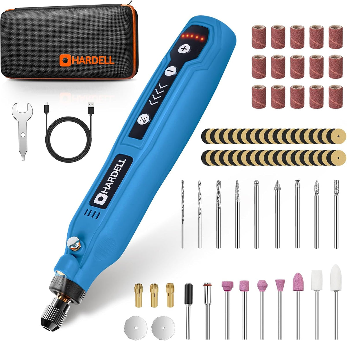 HARDELL Mini Cordless Rotary Tool, 5-Speed 69pcs Kit for 3D Printer Sanding