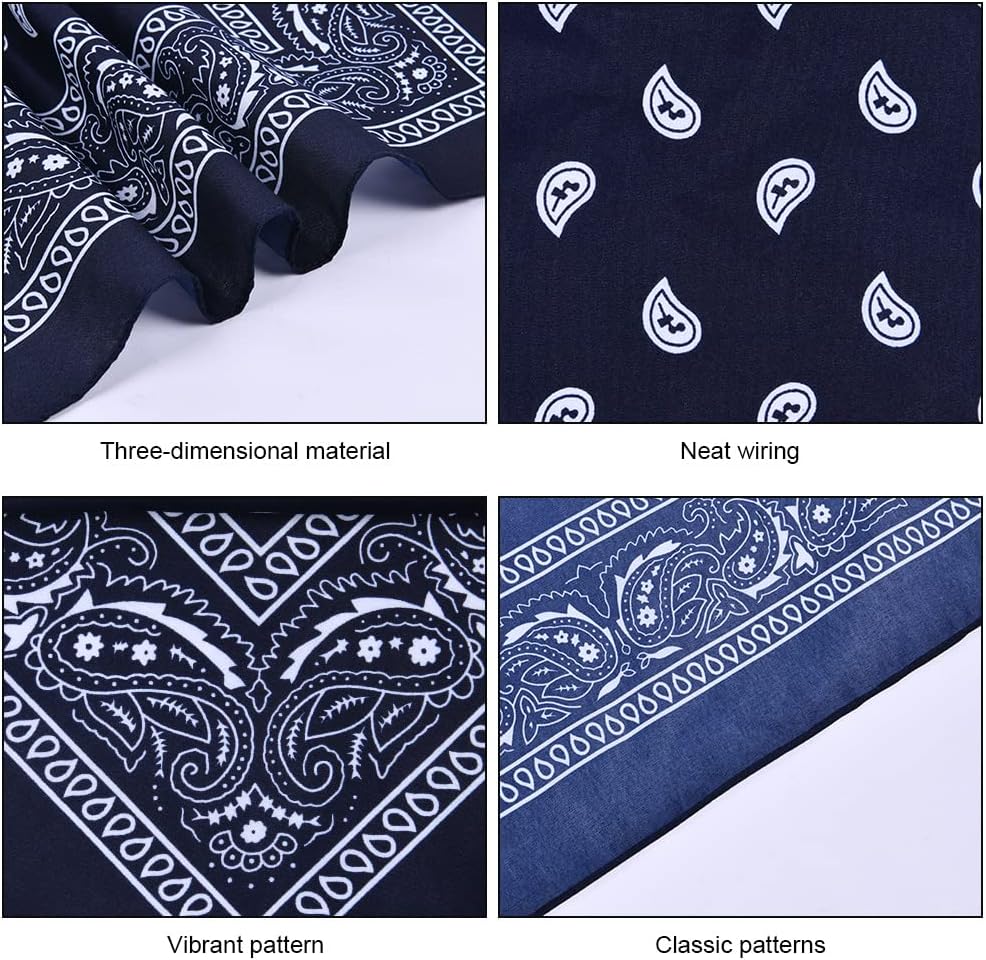 Aomig Bandana Head Scarf for Men and Women, Stylish Cowboy Headband Handkerchief, Multi-purpose Hair Scarf Paisley Print Unisex Headwraps, Bib Party Face Covering Headwear for Motorcycling