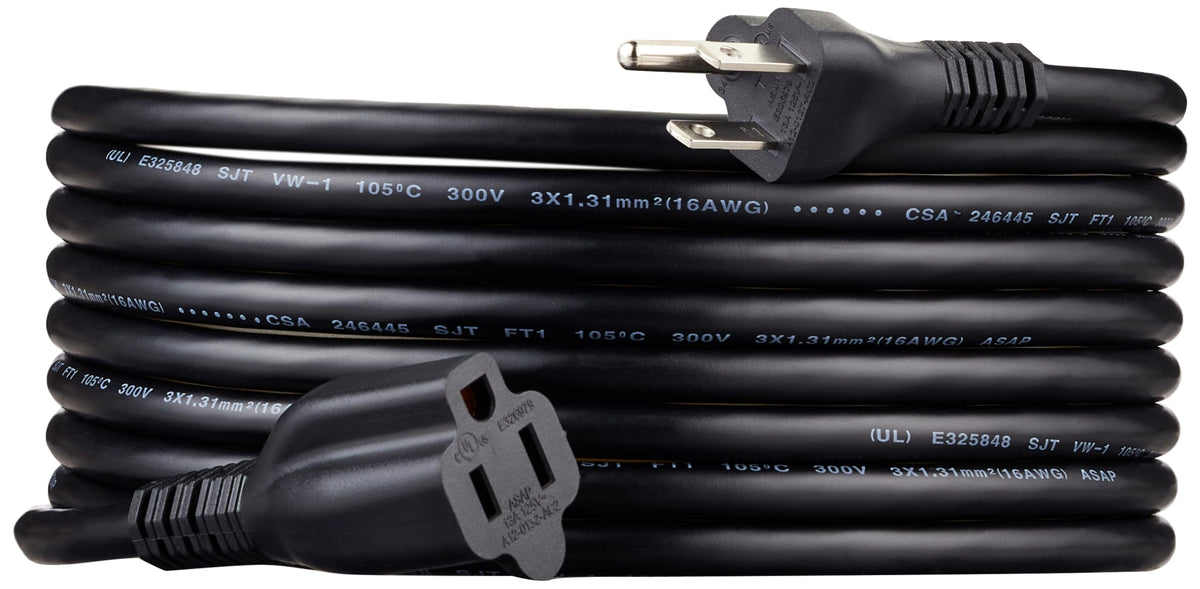 Amazon Basics Extension Cord, 3 Prong Outlet Extender, Indoor Power Cord, 13 Amps, 125V, 6 Ft, Black