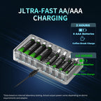 BEVIGOR 12 Slot Battery Charger with 12 Pack AA Rechargeable Batteries