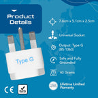 Ceptics 45W Universal Travel Adapter w/ 3 USB-A, 2 USB-C & Universal Input