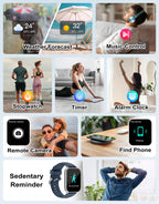 RUIMEN Smart Watch Answer Dial Call,Smart Watches for Women Men 1.85" HD Screen Fitness watch with SpO2 Heart Rate Sleep Monitor Step Counter Waterproof 100+ Sports Mode for Android iOS (2 Bands)