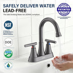 Matte Black Bathroom Faucet, Hurran 4 inch Centerset 2-Handle Lead-Free