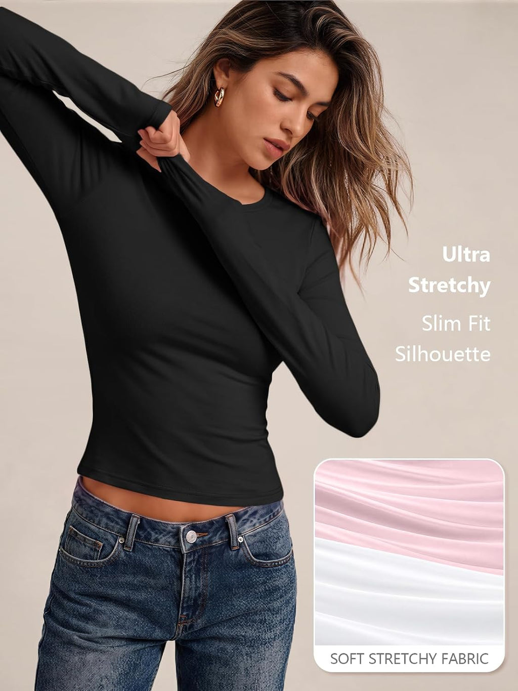 LILLUSORY Long Sleeve Tops Women Crew Neck Y2k T Shirts