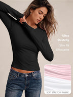 LILLUSORY Long Sleeve Tops Women Crew Neck Y2k T Shirts