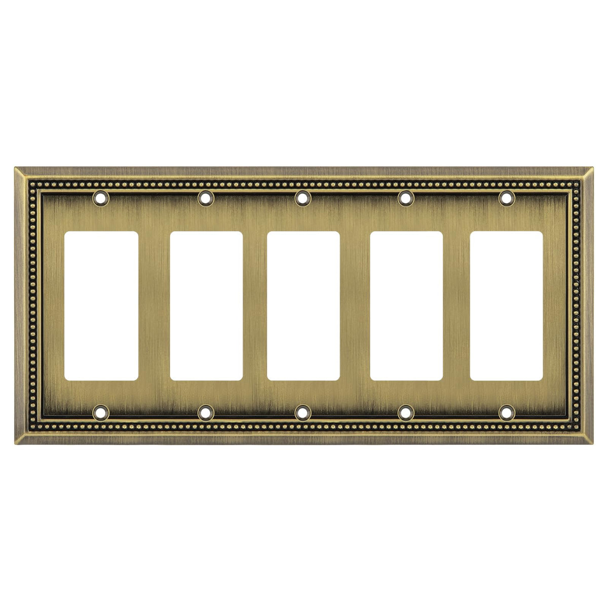 Sunken Pearls Heavy-Duty 4 Toggle Light Switch Plate, Antique Brass, 1 Pack