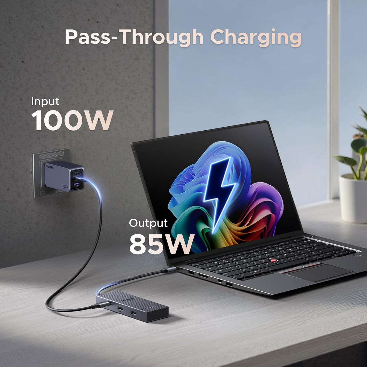 UGREEN Laptop Docking Station Dual Monitor, Dual 4K@60Hz 7-in-1 USB C Hub