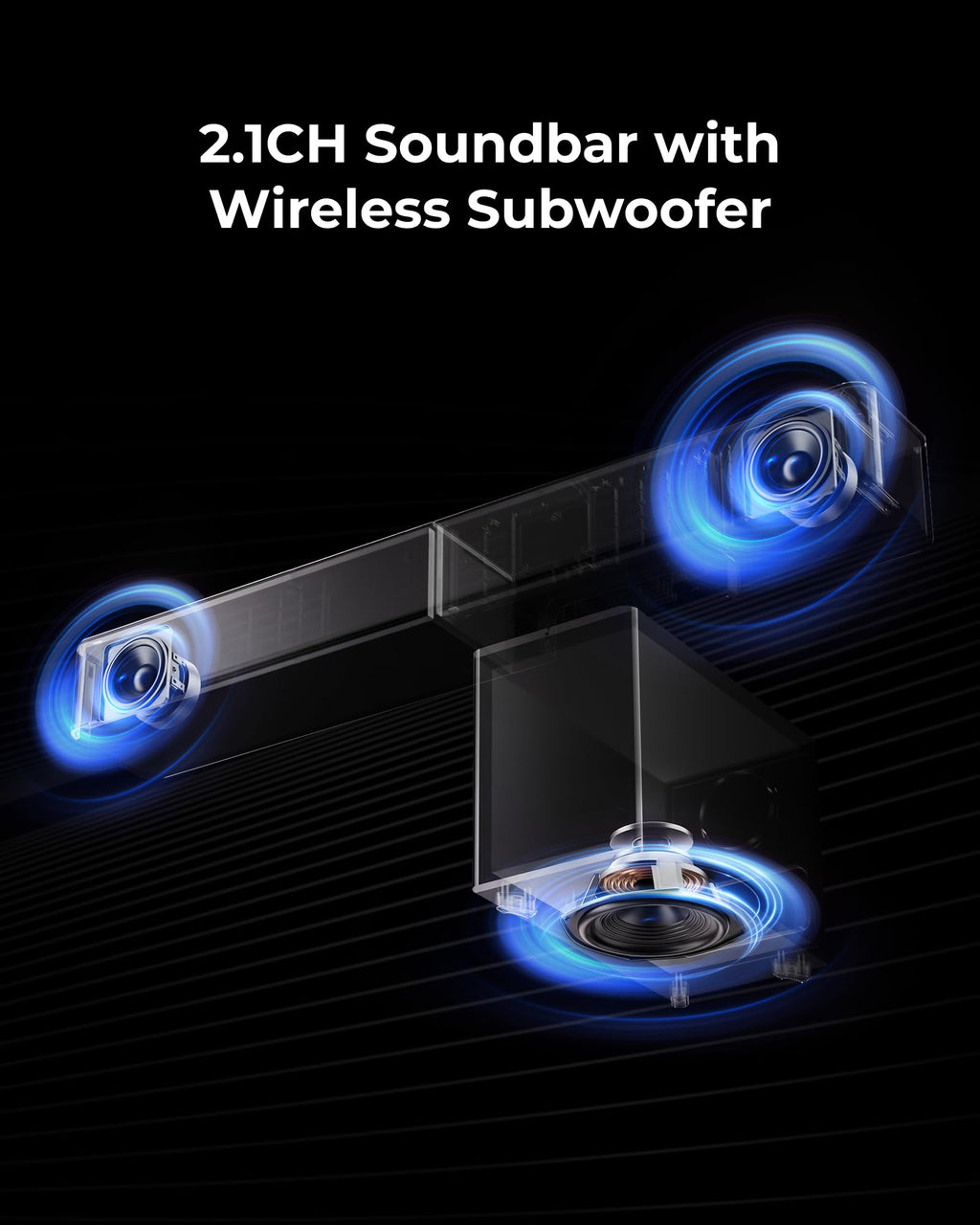 ULTIMEA 2.1ch Soundbar All-in-one, Built-in Subwoofer for TV
