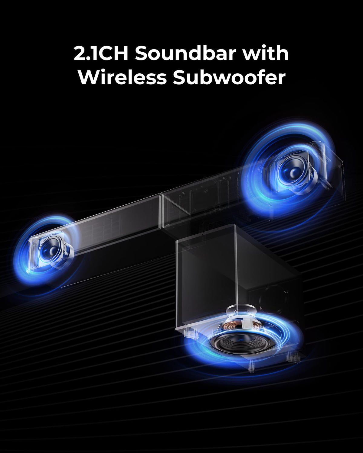 ULTIMEA 2.1ch Soundbar All-in-one, Built-in Subwoofer for TV
