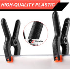 12 Pack Plastic Spring Clamps, 3.5inch Small Heavy Duty Clips for Crafts, Backdrop Stand, Woodworking, Photography Studios (Black)