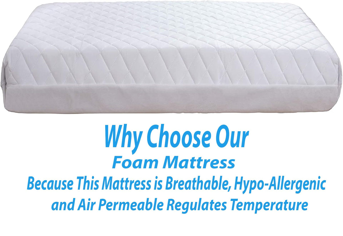 Toddler Cot Mattress 120 x 60 x 5 cm – Extra Thick Baby Mattress for Cot Beds – Quilted Polypropylene Cover – Firm Foam Support, Removable Cover – UK Made