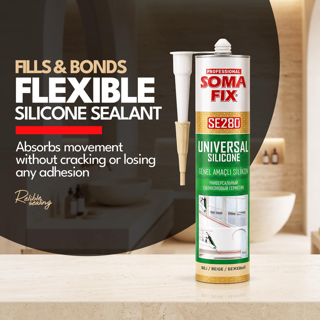 Brown Silicone Sealant, Waterproof & Flexible Sealant and Adhesive - 280ml