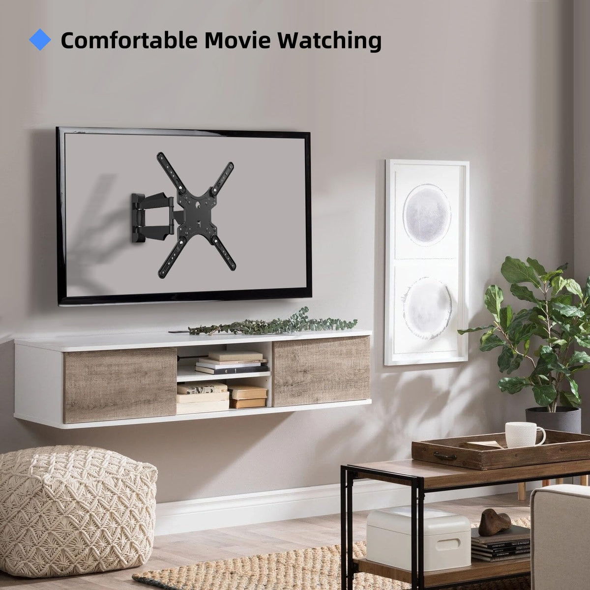 Suptek Full Motion TV Wall Mount Bracket for Most 13-30 inch TVs and Monitors, Flat and Curved TVs up to 28lbs, Tilt Swivel and 16.9 inch Extension, Max VESA 100x100mm, Black, MA2776