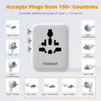 TESSAN Universal Travel Adapter Worldwide with 2 USB C and 2 USB A Ports