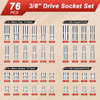 Egofine 46 Pieces 1/4 inch Drive Socket Ratchet Wrench Set, with Bit Socket Set Metric and Extension Bar for Auto Repairing and Household, with Storage Case