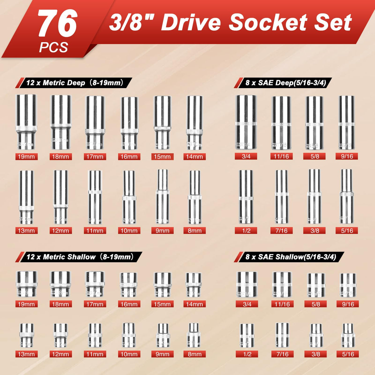 Egofine 46 Pieces 1/4 inch Drive Socket Ratchet Wrench Set, with Bit Socket Set Metric and Extension Bar for Auto Repairing and Household, with Storage Case