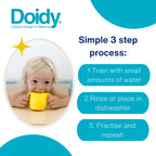 Doidy Cup, Open Cup for Training Baby 6 Months-3 Years, 200ml, Slanted Weaning Cup with Handles for Learning to Drink, BPA Free (Orange)