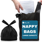 200 x ALIA Extra Large Adult Nappy Sacks | Black | Easy-Tie Handles |
