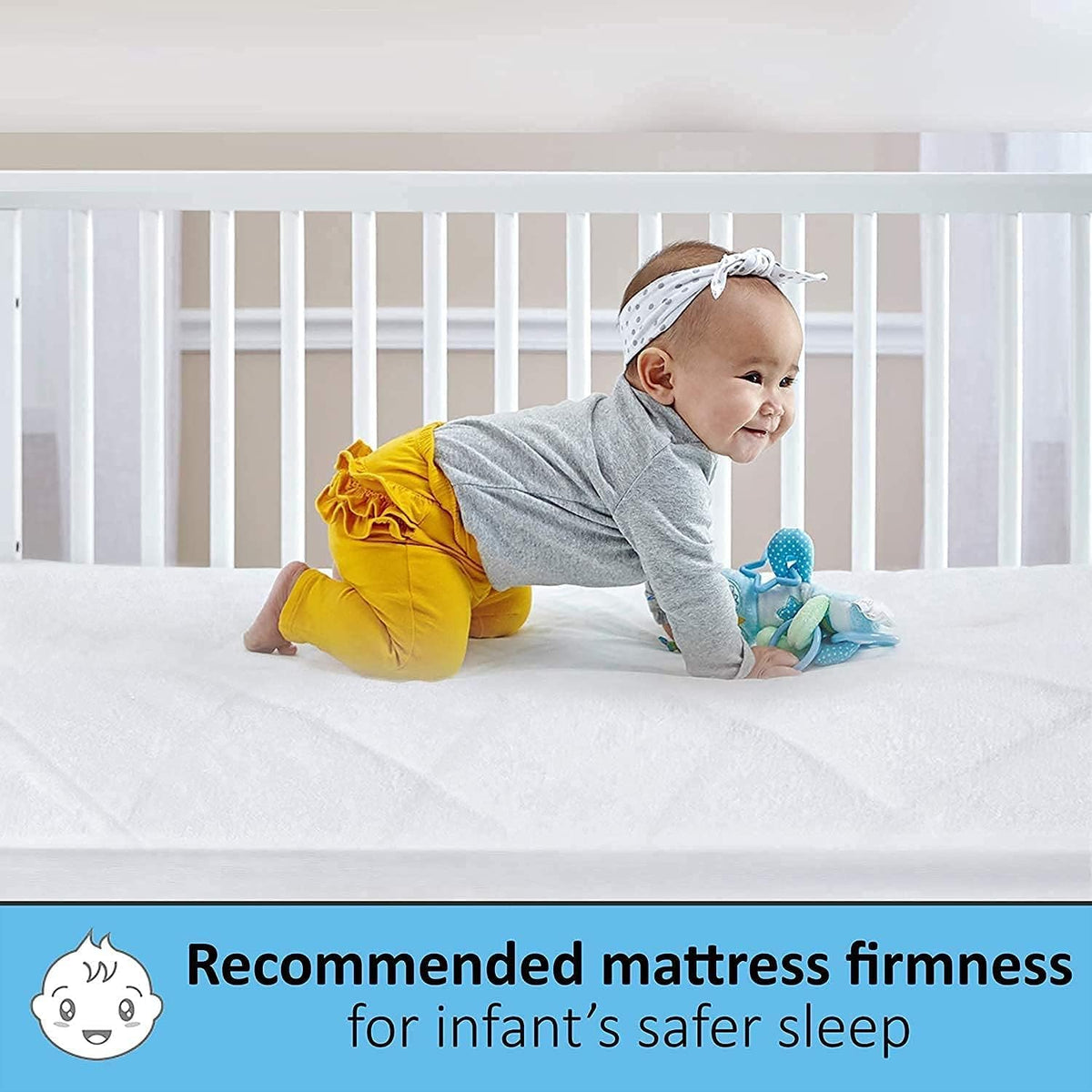 Toddler Cot Mattress 120 x 60 x 5 cm – Extra Thick Baby Mattress for Cot Beds – Quilted Polypropylene Cover – Firm Foam Support, Removable Cover – UK Made