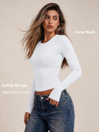 LILLUSORY Long Sleeve Tops Women Crew Neck Y2k T Shirts