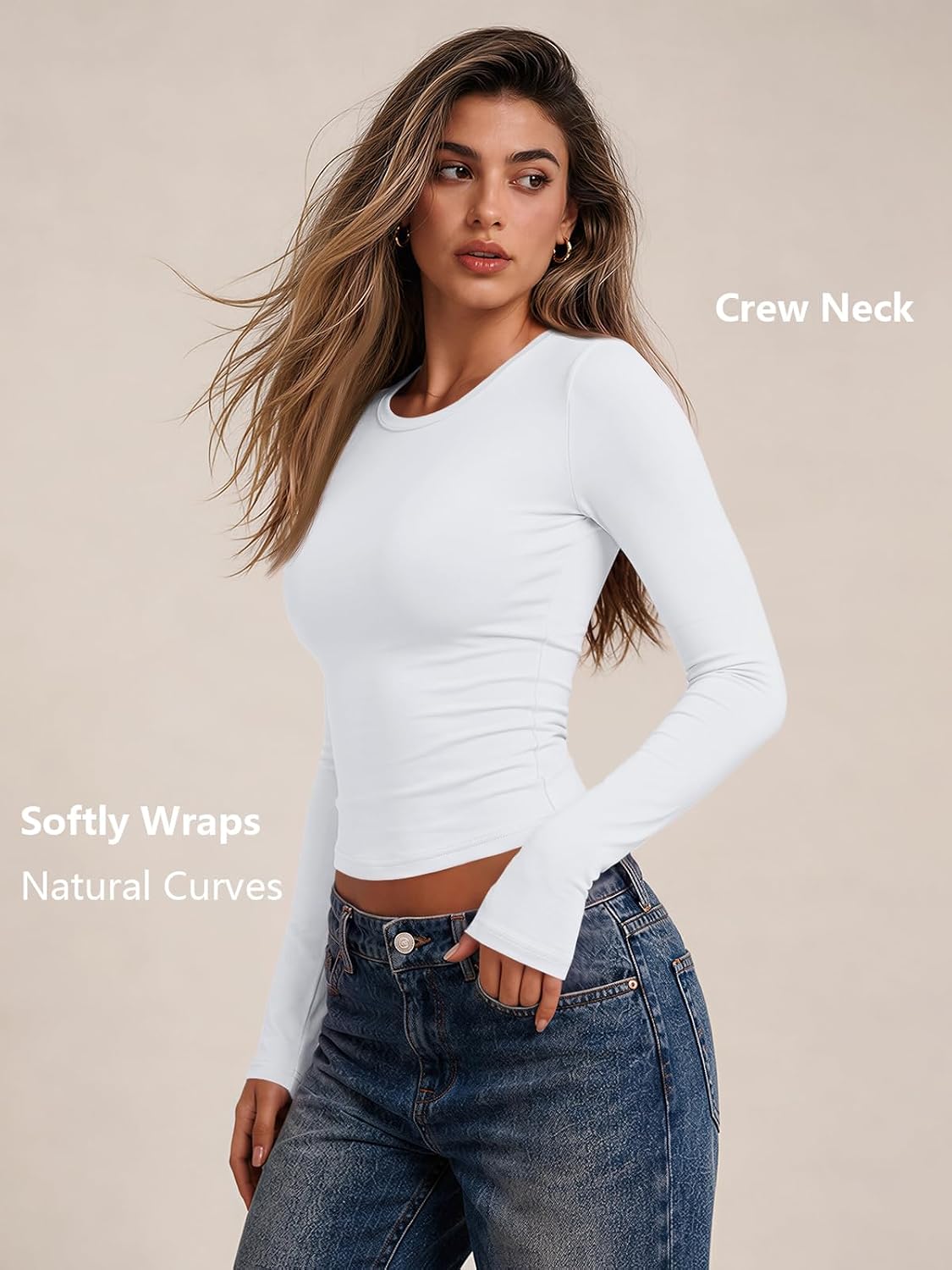 LILLUSORY Long Sleeve Tops Women Crew Neck Y2k T Shirts