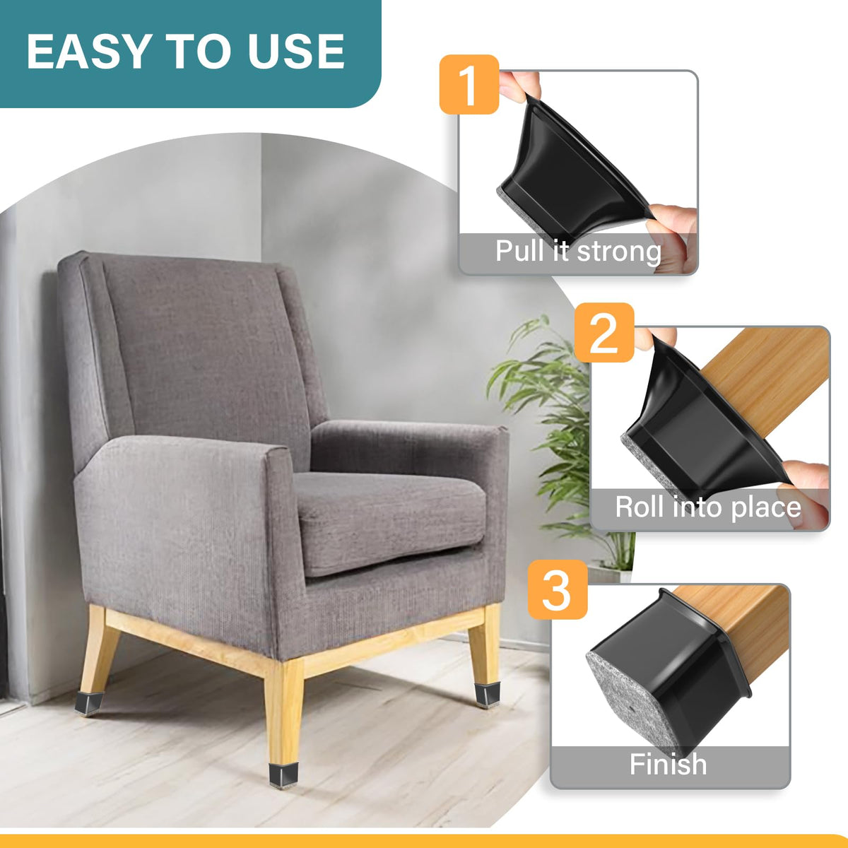 Ansible 24 Pcs Chair Leg Floor Protectors Round