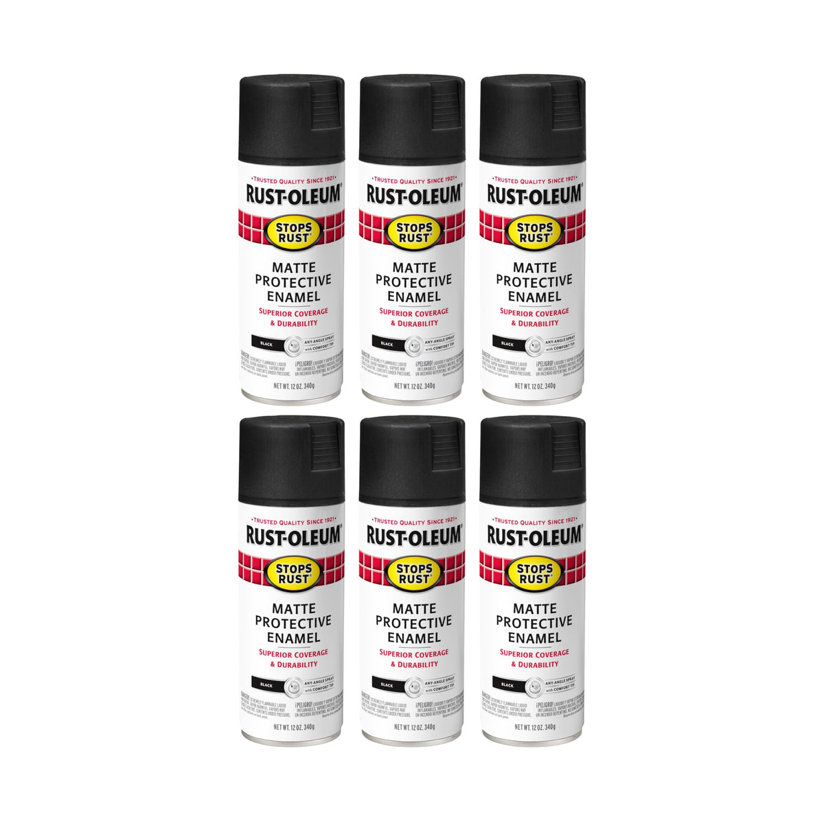 Rust-Oleum 7776830 Stops Rust Spray Paint, 12 oz, Flat Black