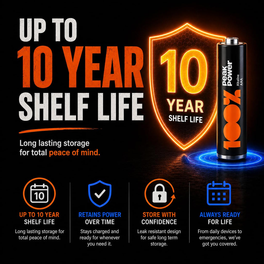 100PP AA Batteries 40 Pack | Alkaline 1.5V, 10-Year Shelf Life