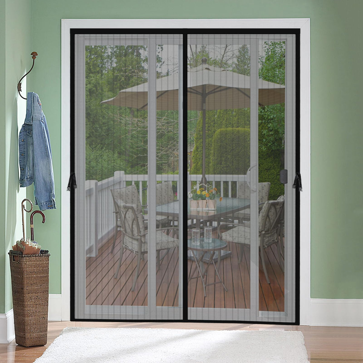 Fiberglass Magnetic Screen Door Fit Door Size 72 x 96 in- Heavy Duty Fiberglass Screen Door Mesh for Interior Door, Patio and Sliding Doors - Door Screen Magnetic Closure Let Fresh Air in