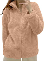 Fleece Winter Jackets for Women UK Fashion Warm Soft Fluffy Coats Causal Solid Color Long Sleeve Full Zip Jacket Elegant Callor Lapel Cardigans Ladies Teddy Fleece Outwear Gifts for Daily Holiday