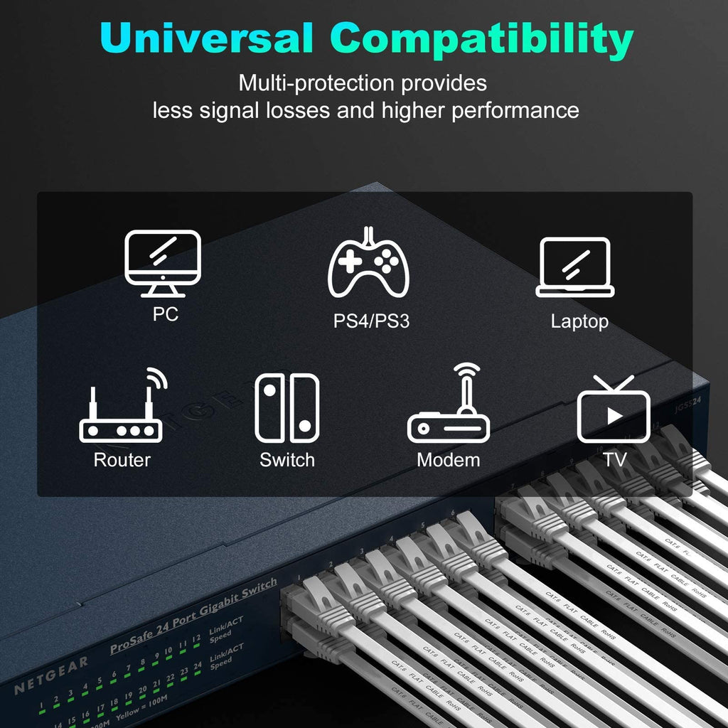Ethernet Cable 30M, Cat6/Cat 6e Long Internet Cable,Flat Network Patch Cord