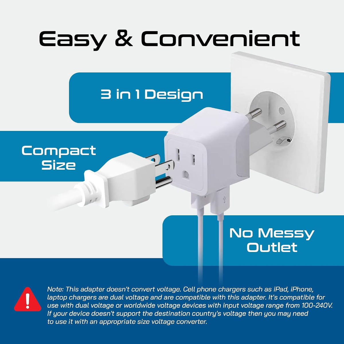 Ceptics 45W Universal Travel Adapter w/ 3 USB-A, 2 USB-C & Universal Input