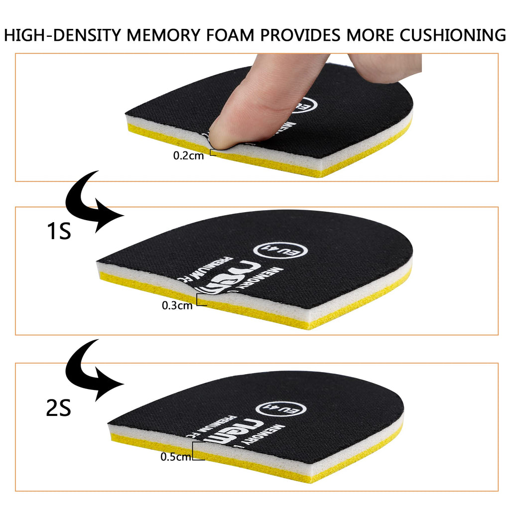 riemot Memory Foam Insoles for Men and Women - Replacement Shoe Inserts Comfort Cushioning for Sports Shoes, Trainers, Sneakers, Work Boots and Walking Shoes, Black with Yellow Base, UK8 / EU42